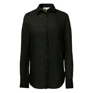 Onia Standard Shirt Goth Dark Academia Mens Small Long Sleeve Linen Blend Black